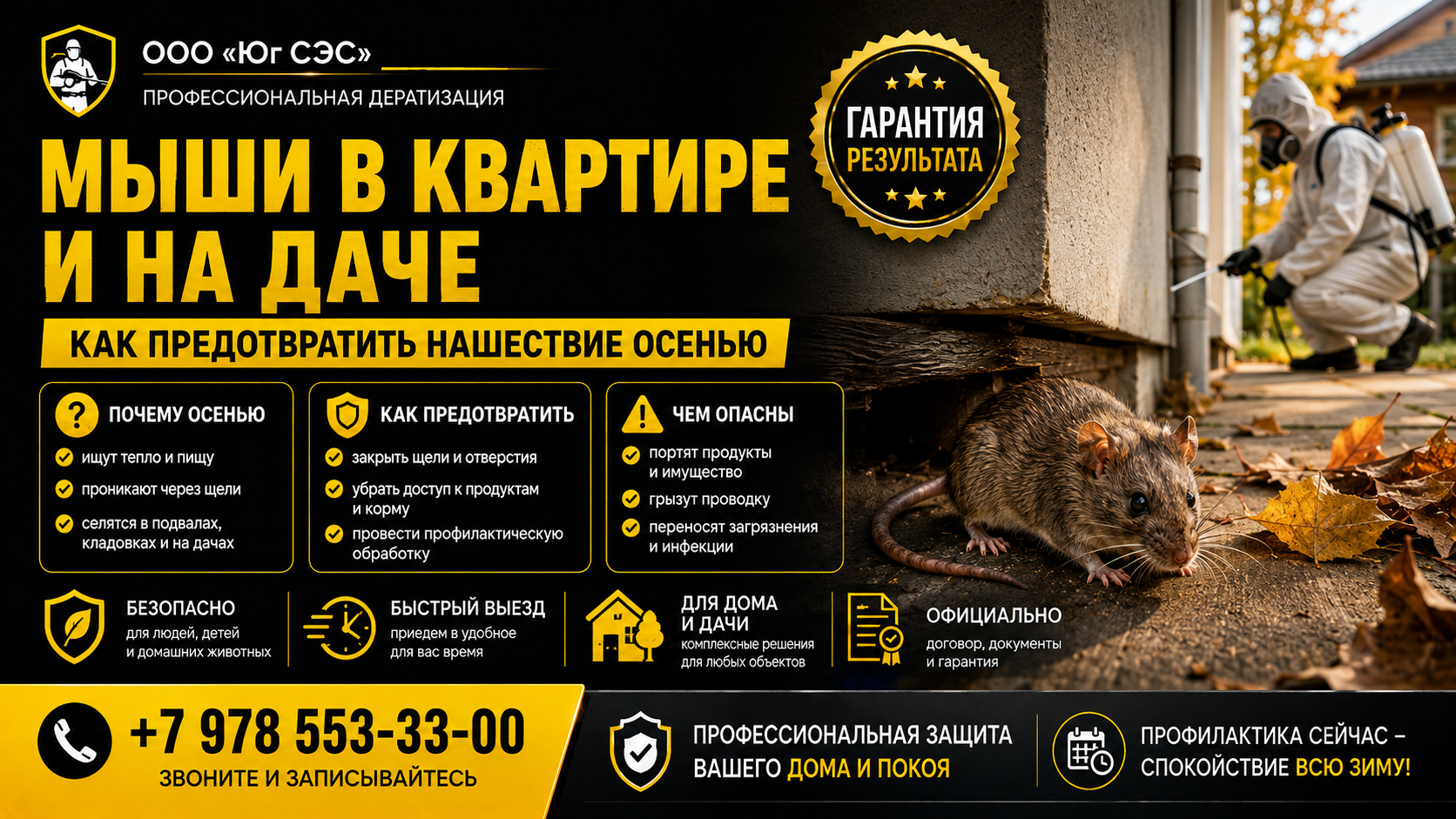 Мыши в квартире и на даче: как предотвратить нашествие осенью | ООО «Юг СЭС»